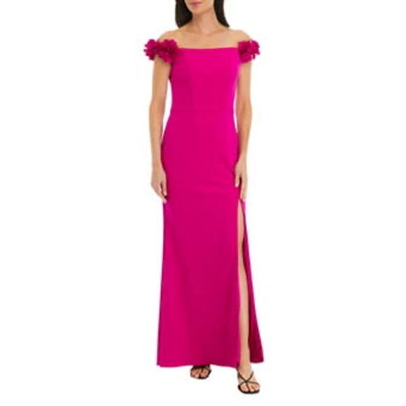 Xscape Ruffle Detail Slim Scuba Gown - Picture 1 of 5